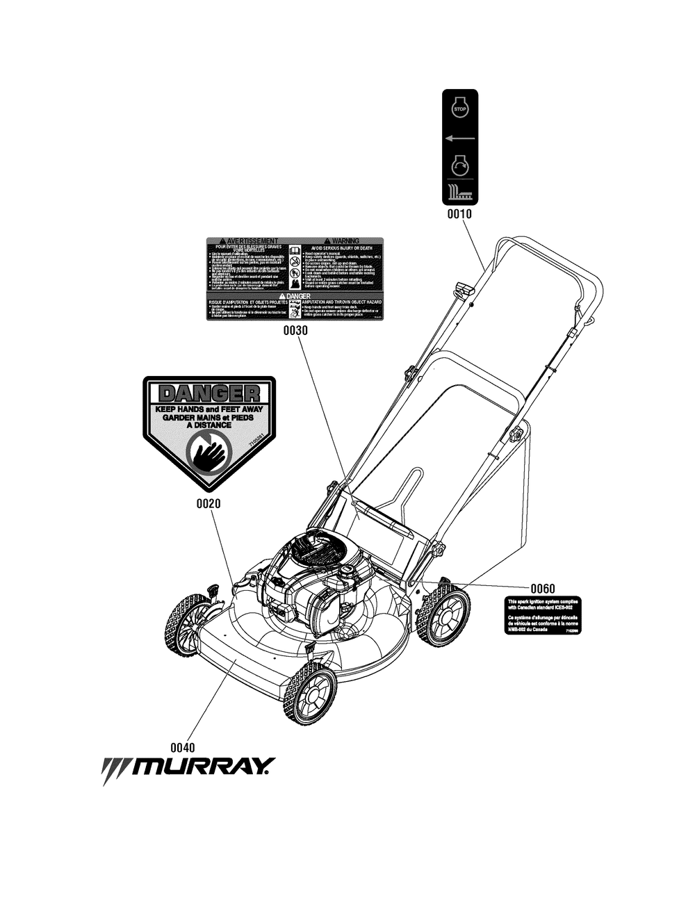 Decals Group (7501193) Diagram and Parts List for 7800890-M22550FC 2012 Briggs and Stratton Lawn Mower